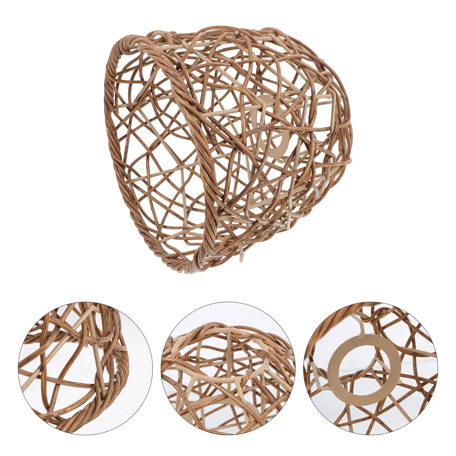 

Rattan Lamp Shade E27 Woven Hanging Pendant Light Shade Boho Wicker Basket Chandelier Cover for Bedroom Living Room Ceiling Fan