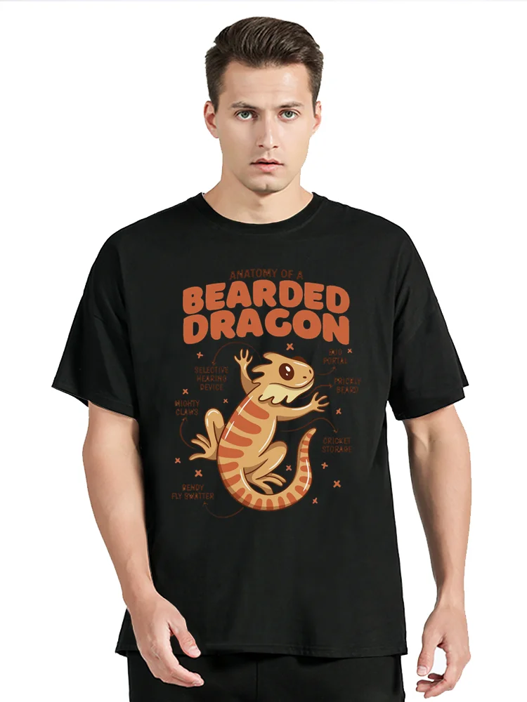 Bearded Dragon Anatomy Lizards Reptiles Summer Anime Graphic Streetwear Cotton Fitness Tshirt Oversized Unisex T-shirt Clothing