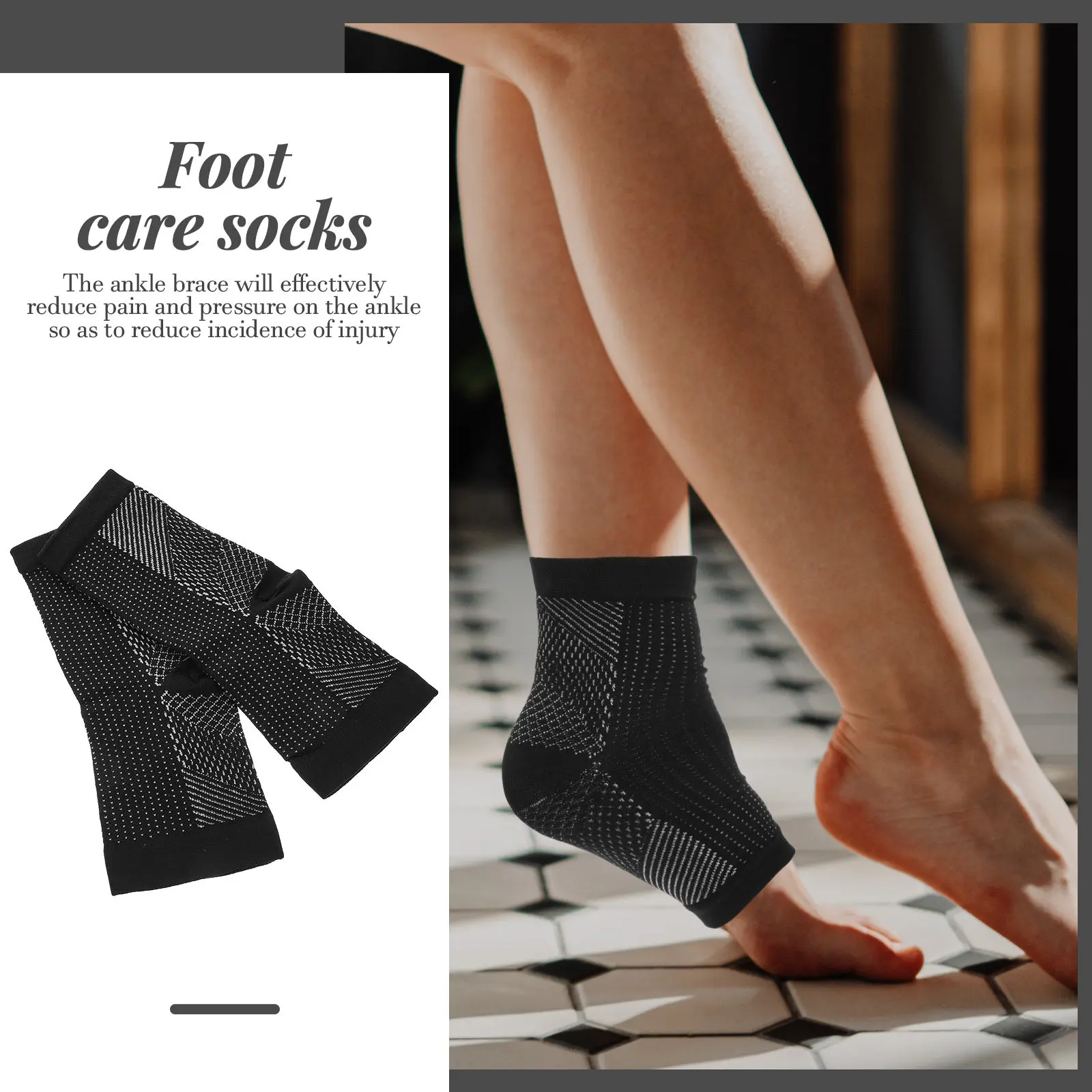 

3Pairs Unisex Compression Socks with No-Slip Design for Ankle Stability Plantar Fasciitis Foot Care Running Cycling Hiking