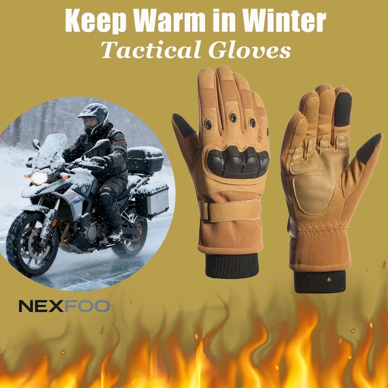 Fleece-Lined Thickened Thermal Tactical Gloves for Motorcycle, Mountaineering & Skiing – Cold & Windproof Winter Warmth Gloves
