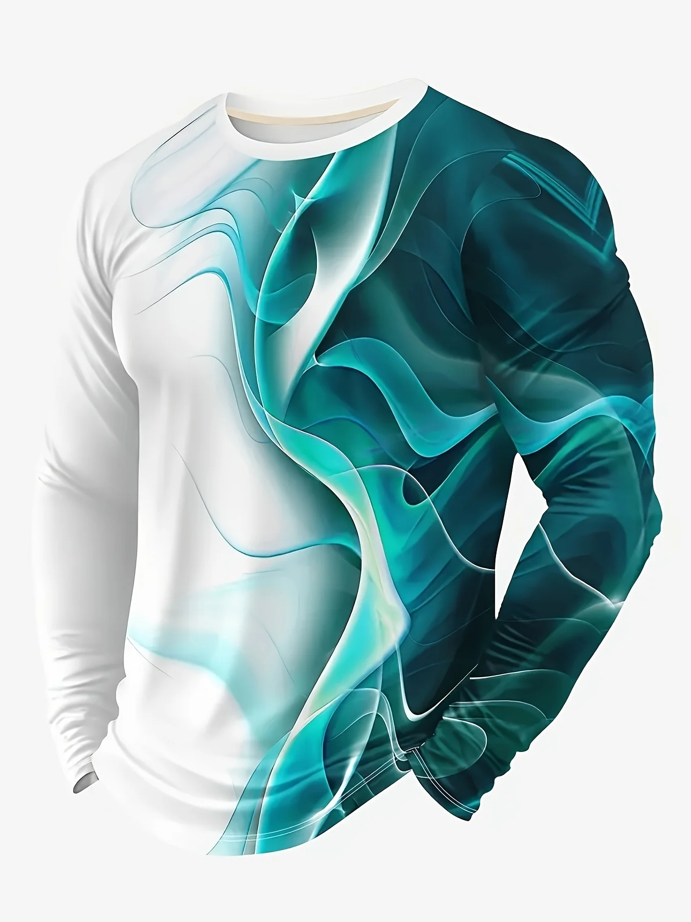 

Мужская футболка с длинным рукавом с градиентным принтом, дышащий повседневный топ для повседневной носки, современная эстетичная футболка, удобный спортивный стиль