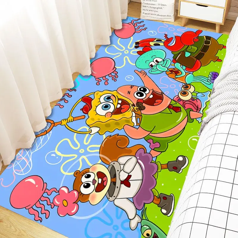 Cartoon SpongeBob SquarePants Patrick Star Floor Mat Cute Carpet Bedside Blanket Indoor Balcony Bay Window Mat Stain-Resistant