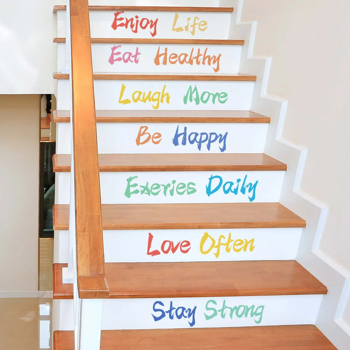 1/2pcs Self adhesive English motivational slogan stair stick