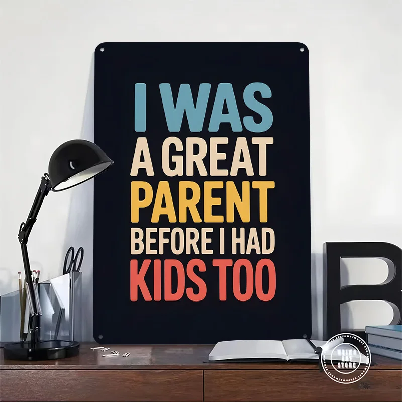 Funny Parenting Quote on Dark Background Metal Poster Perfect Gift for Fans Lovers Personalized Wall Art Metal Sign for Decor