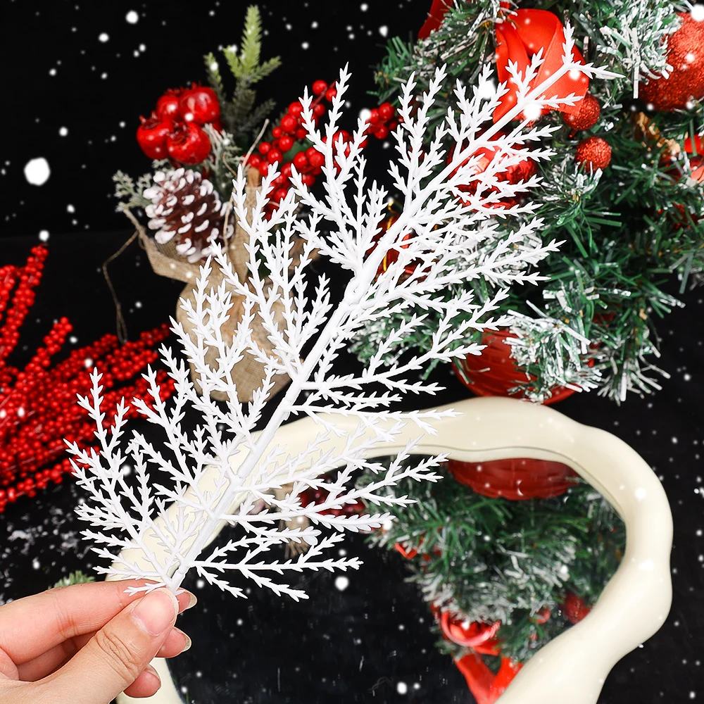 White Pine Needles Artificial Christmas Tree Ornaments DIY Leaf Branches Wreath Home Garden Decoration New Year Party Supply