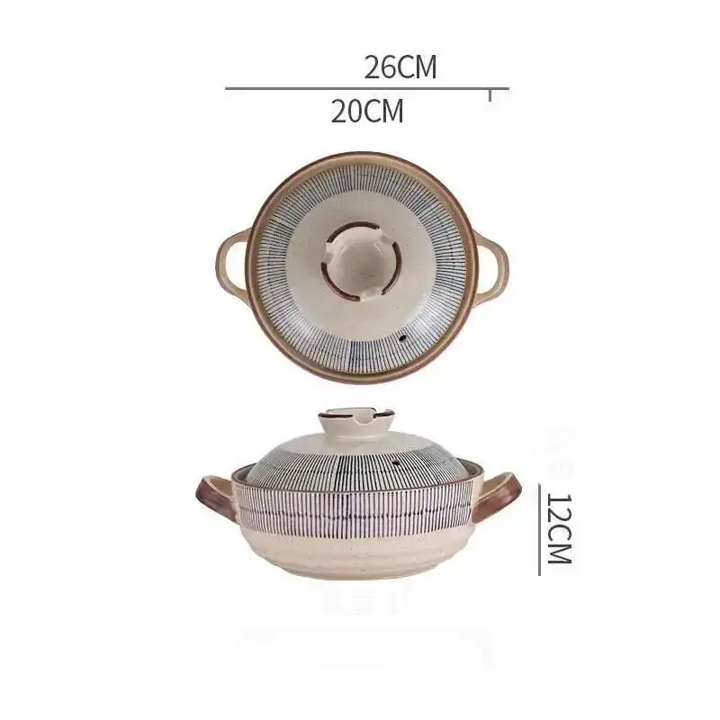 Immagine 5: Pentole retrò giapponesi Casseruola Stufato con coperchio Zuppa in ceramica Caldaia Pentole con fondo spesso