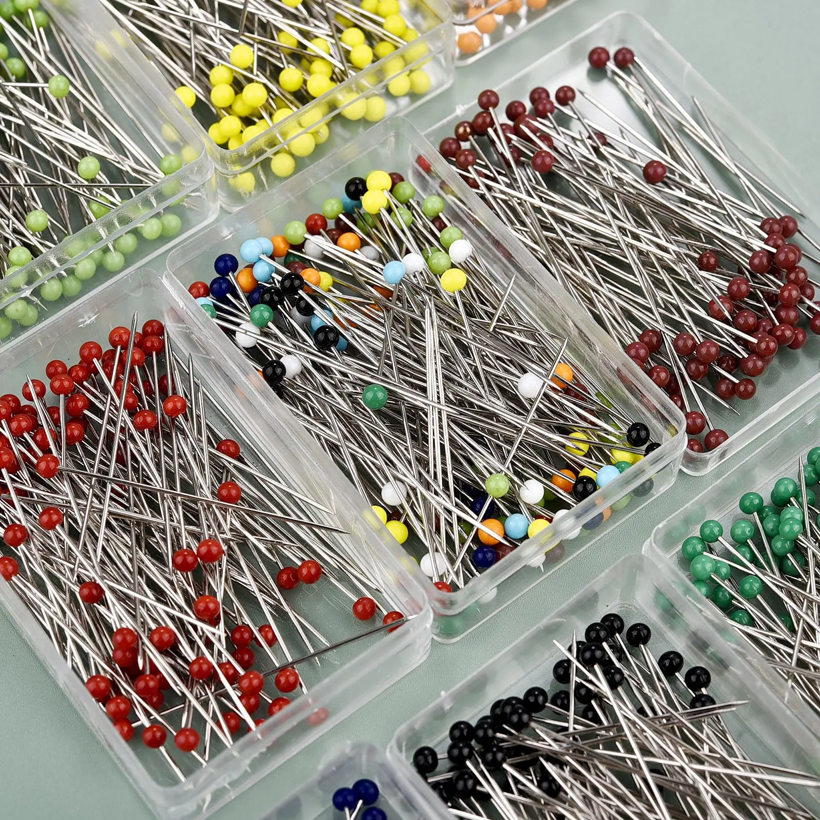 100 Stück Mode Nähnadeln farbiges Glas/Keramik Kopf Perle Stifts tich Strick nadeln Nähen fest DIY Sicherheits nadel 38mm