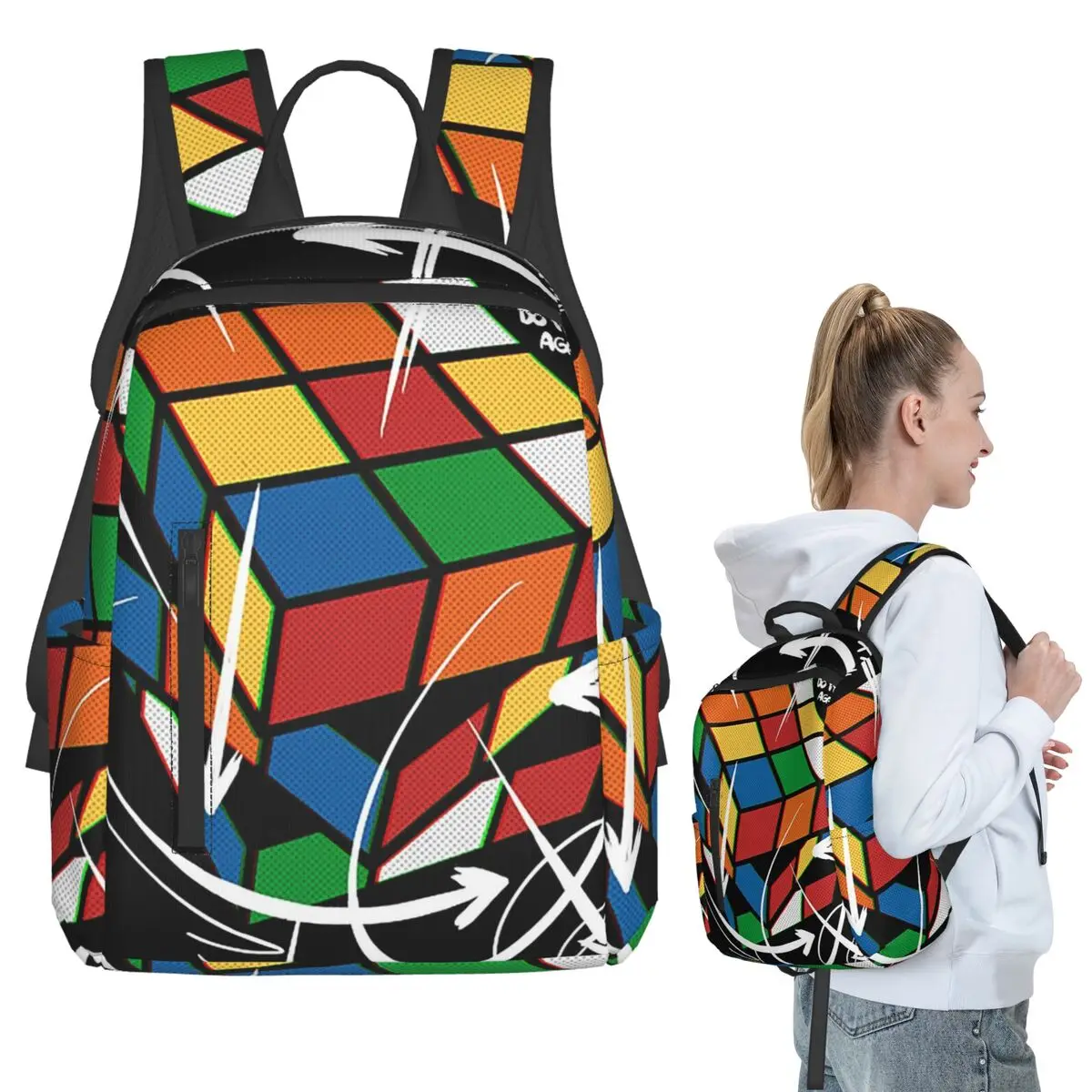 Exploding Rubix Rubiks Magic Cube Math (13) Backpack Student BookBag Boys Girls School Bag Computer Shoulder Bags Men Women