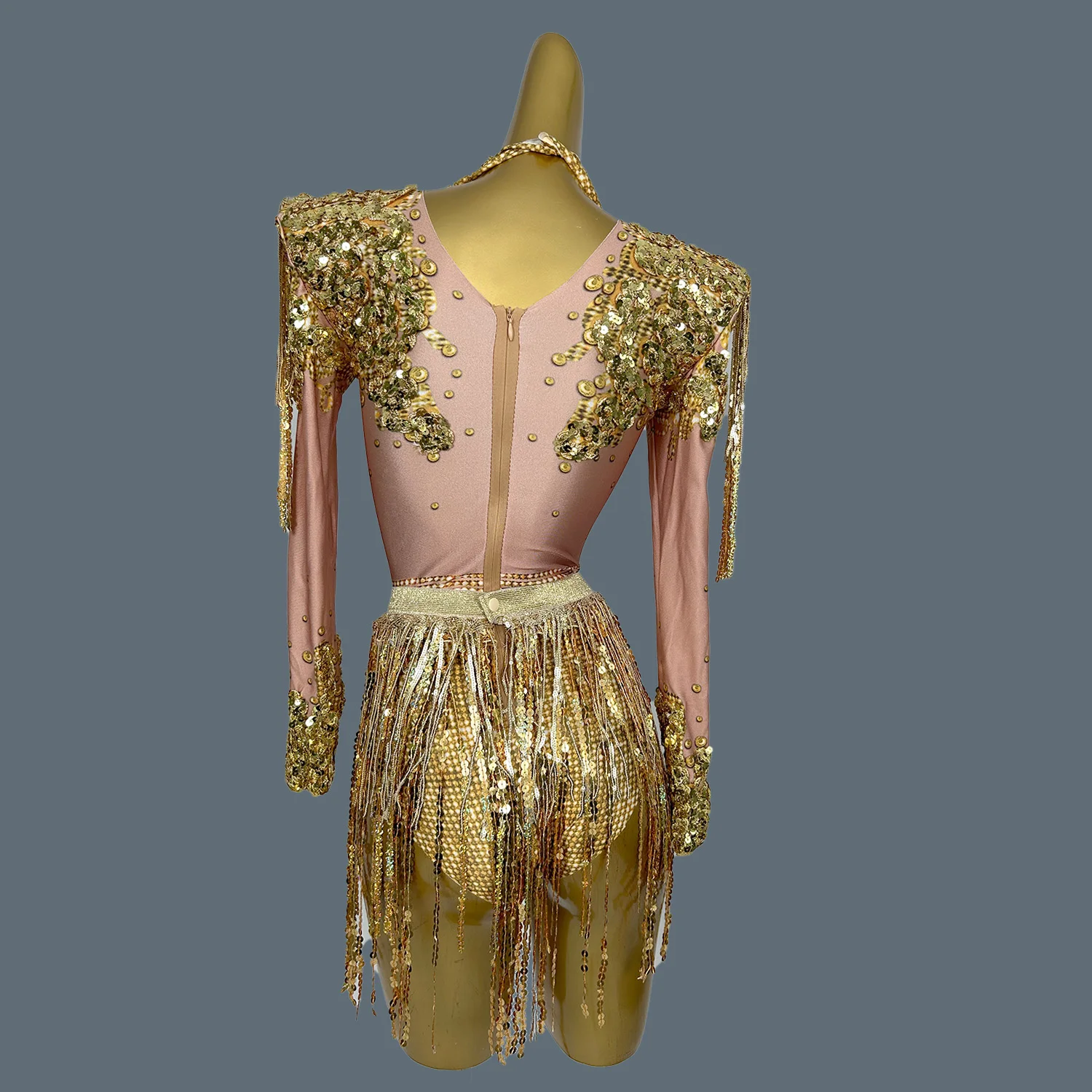 Sparkly Sequins Tassel Bodysuit Fringe Dance Costume Sexy Club Singer Performance Stage Wear Birthday Party Outfit Set Nainiang