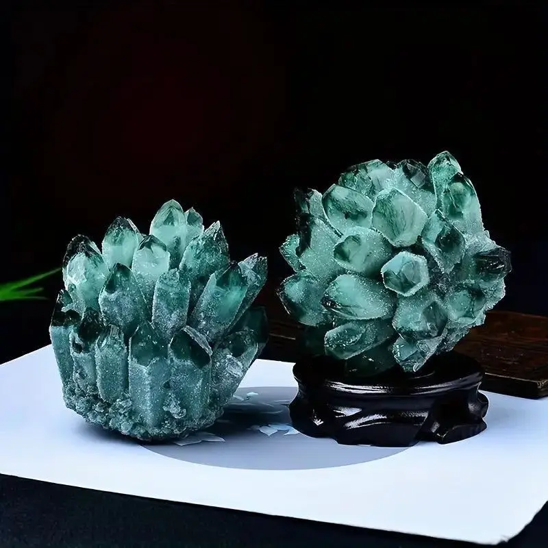 300-500g  natural green ghost quartz crystal cluster healing crystals raw gemstone specimen for home&office decoration fengshui