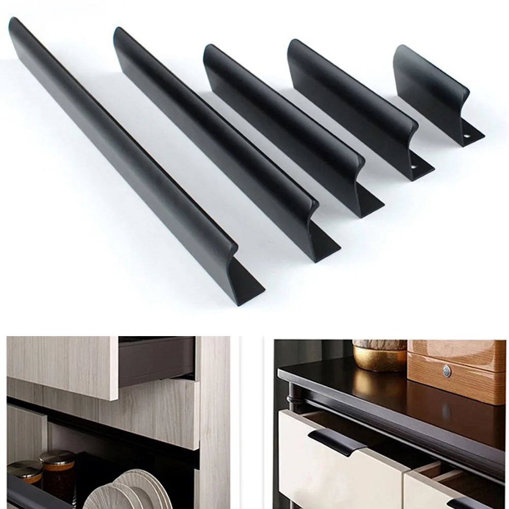 1PC Cabinet Pull Rings Home Furniture Drawer Handles Kitchen Cabinet Door Handles Cupboard Drawer Concealed Finger Edge Pull