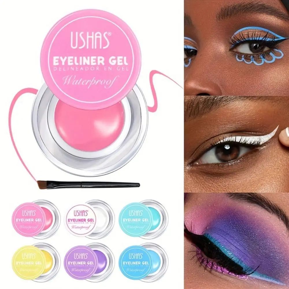 Crema delineadora de Ojos de 6 colores, Gel impermeable de larga duración, de textura cremosa delineador de ojos, pigmentos de alta intensidad