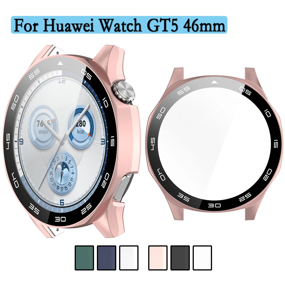 2 In 1 For Huawei Watch GT5 46mm Watch Case PC Hard Case Cover With High-quality Tempered Glass Screen Protector