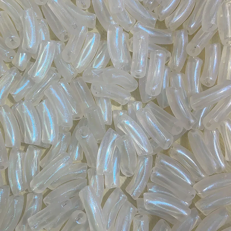 10Pcs 35x12mm Curved Tube Loose Spacer Beads Acrylic Noodle Slide Translucent Beaded For Craft Jewelry Supplies DIY Bracelet