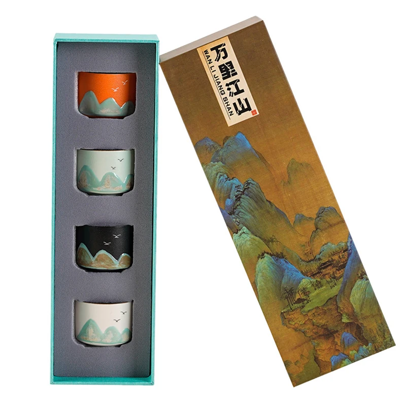 Ceramic Kiln Transformation Tea Cup Ceramic Cup Gift Box Set Landscape Tea Cup Set