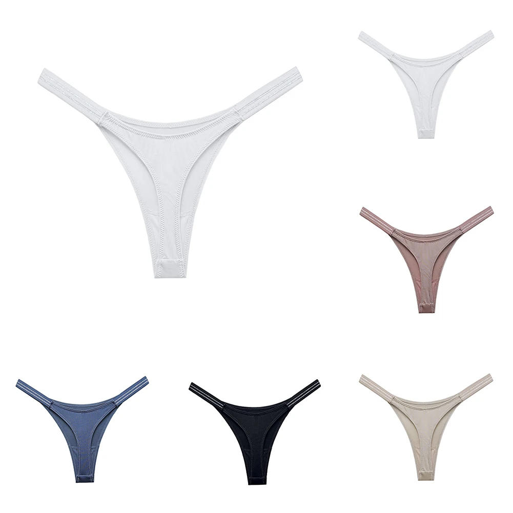 Daily Underwear Panties Lingeries Regular Slight Strech Solid Color G-string Thongs High Cut Panties Underwear
