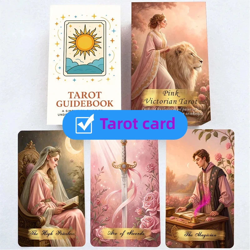 Pink Tarot Cards Set 78pcs 13x8cm Romantic Elegant Design Includes Paper Instructions Perfect For Beginner Cards Home Decoration
