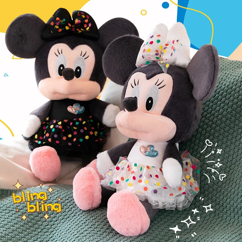 Disney Cartoon Skirt Mickey Mouse Plush Toys Soft Stuffted Plushies Sofa Decoration Throw Pillow Couple Ornament Doll Kids Gift