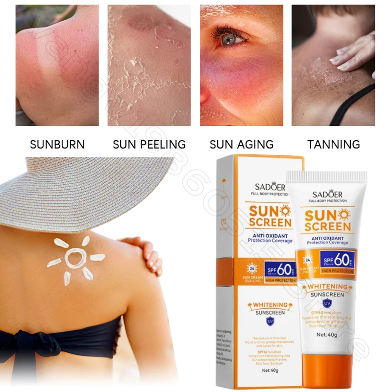 SPF60 Isolation and Anti-ultraviolet Sunscreen Prevent Sunburn, Suntan, Sweat-proof, Refreshing and Non-greasy Sunscreen Cream