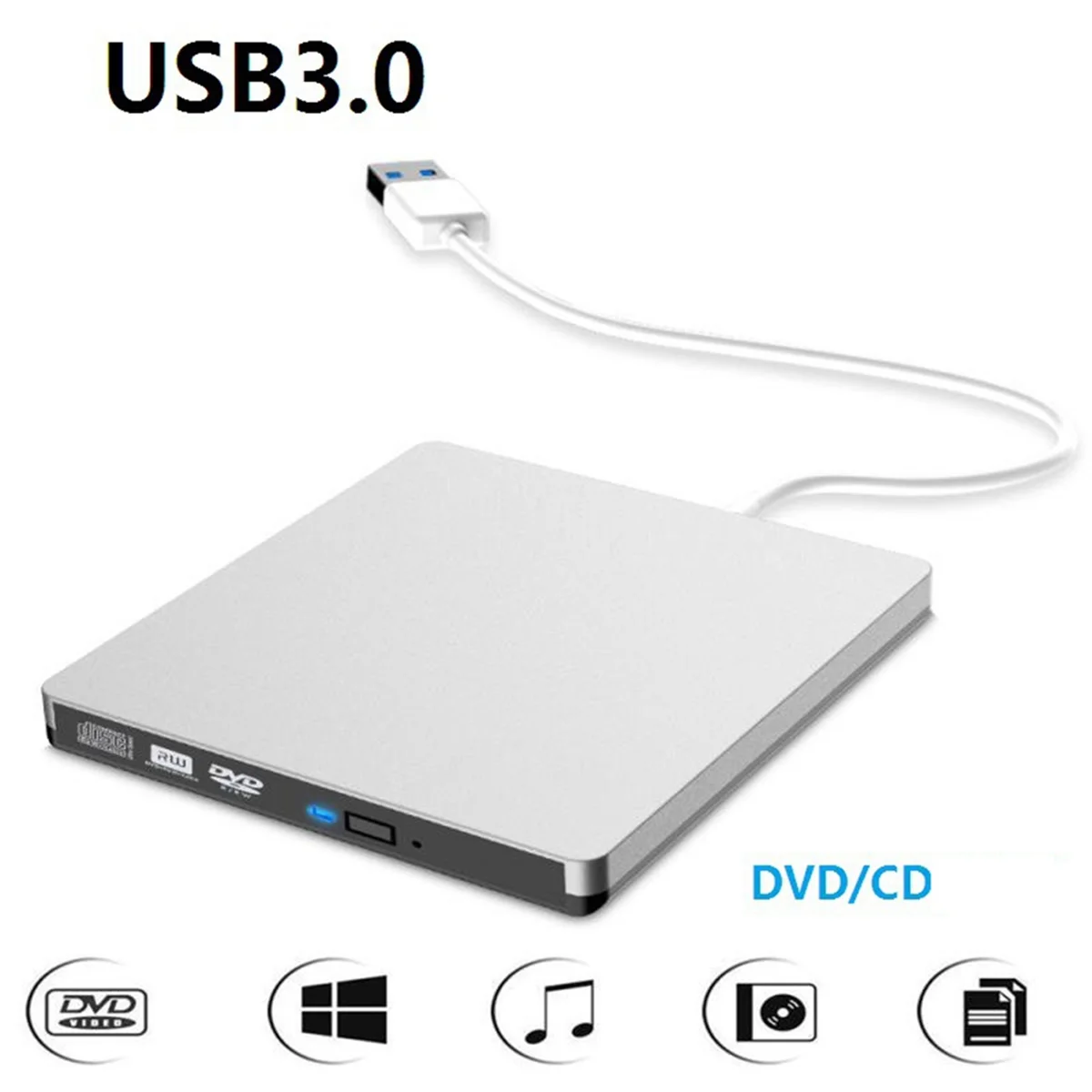 AD41-USB3.0 مشغل أقراص مضغوطة خارجي 12.7 ملم نوع صينية فائق النحافة DVD-RW مسجل محرك الأقراص الضوئية للكمبيوتر المحمول