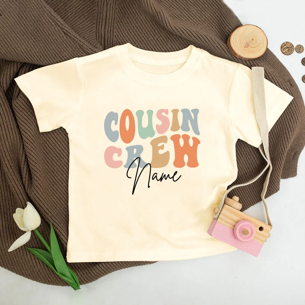 Personalized Cousin Crew Kids Shirt Retro Custom Name Cousins Matching T-shirt Child Summer Short Sleeve Tee Toddler Clothes Top