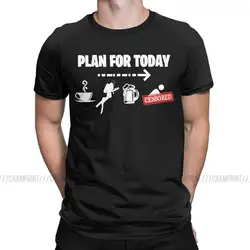 Casual Plan For Today Funny Coffe Dive Beer Sex T-Shirt Men Crew Neck T Shirts Diving Freediving Tee Shirt 5XL 6XL Clothes