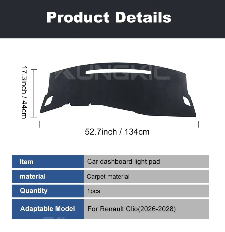 Premium-Flanell-Armaturenbrettauflage für Renault Clio 6 2026, Sommer-Armaturenbrettabdeckung, Lichtschutzmatte, LHD RHD – Detail 9