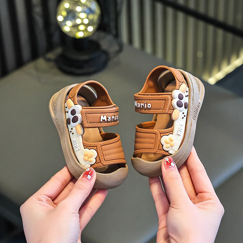 

Baby Girl Sandals 2026 New All-Match Toddle Walking Shoes Cartoon Anti-Collision Outdoor Non-Slip Velcro Boys Sandals