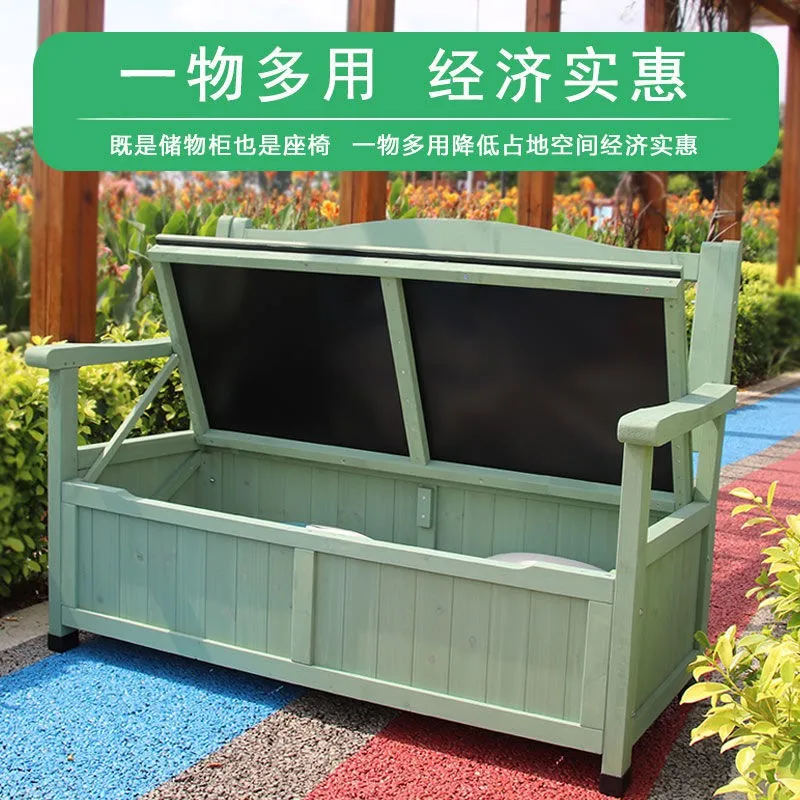 

Park Chair Outdoor Long Chair Backrest Seat Household Garden Solid Wood Leisure Chair Waterproof Sunscreen