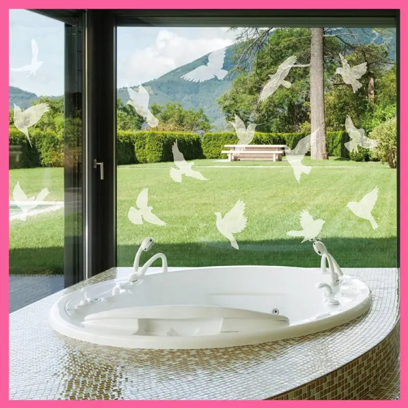 White Removable Window Stickers Electrostatic Glass Decorative Stickers Warning Crash Bird Sticker Anticollision