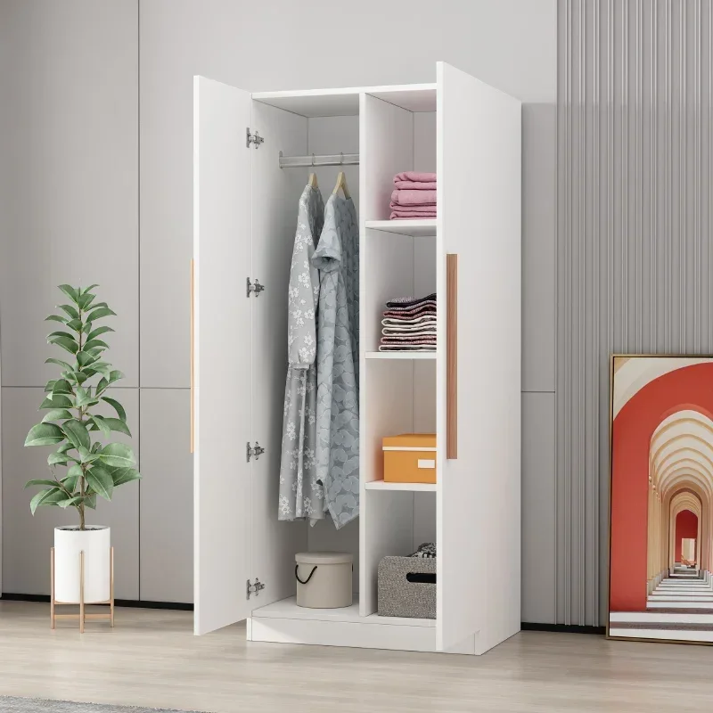 2026 Wardrobe household bedroom adult children small apartment simple modern solid wood simple cabinet for rental housing