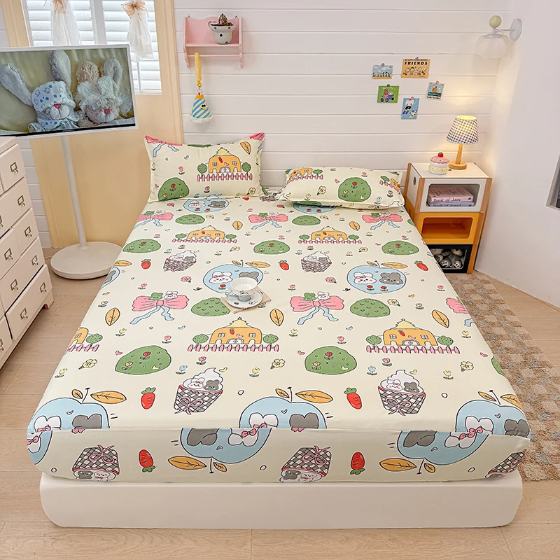 

1pc Cartoon Style Fitted Bed Sheet With Elastic for Kids Single/Queen/King Size Bed Sheets Skin-friendly colcha de cama casal