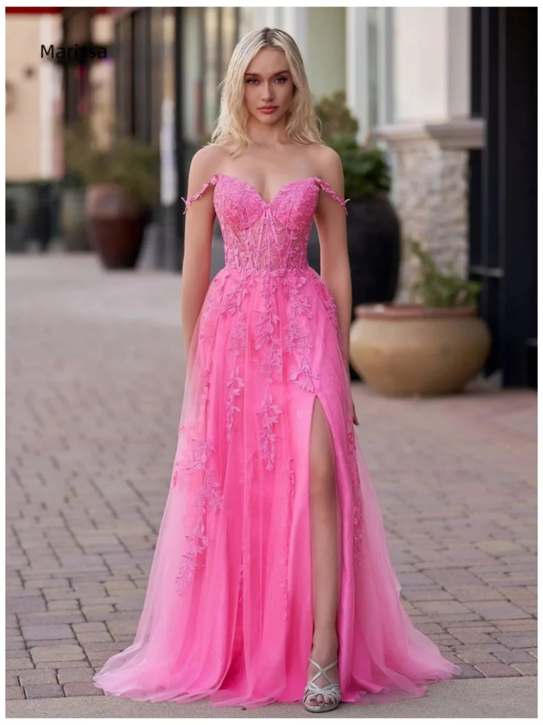 Marissa feito sob encomenda vestido de casamento luxuoso vestidos de noite femininos luxo 2025 linha um elegante vestidos de baile rosa chiffon festa