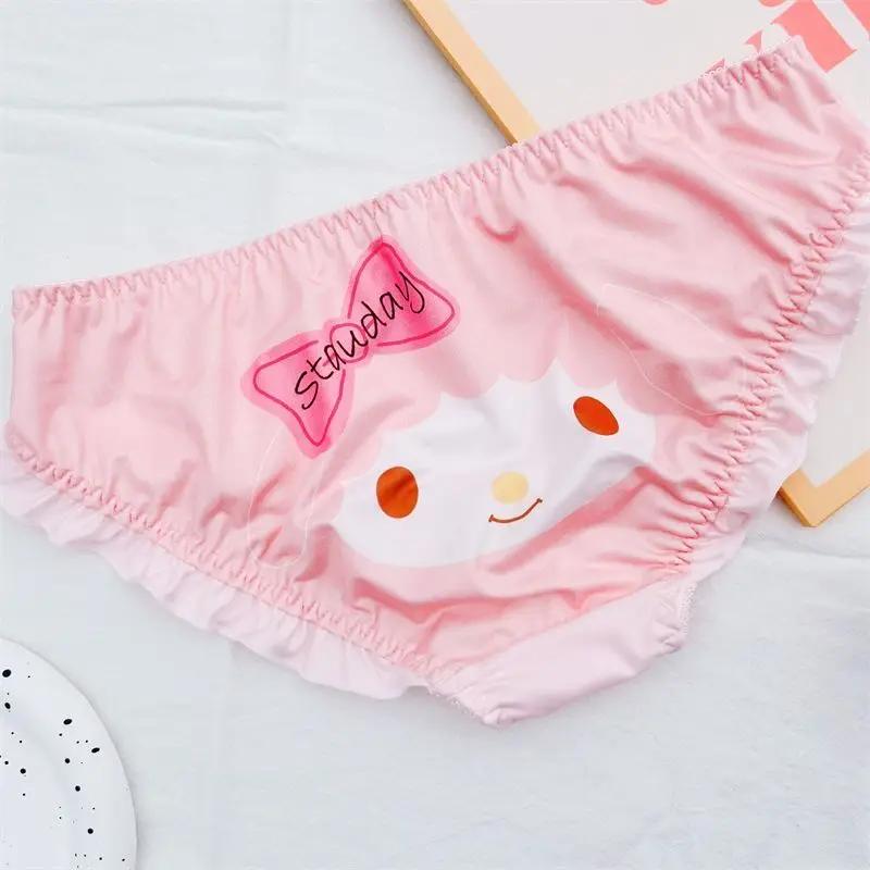 Sanrio My Melody Pink Panties Cartoon Cinnamoroll Printed Triangle Panty Low Waisted Lace Edges Underwear Kawaii Girls Lingerie