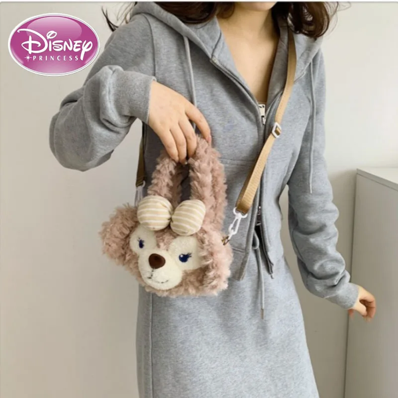 Disney\'s new plush Daffy Bear Rose crossbody large face bag tutoring bag cute fashionable women\'s handbag