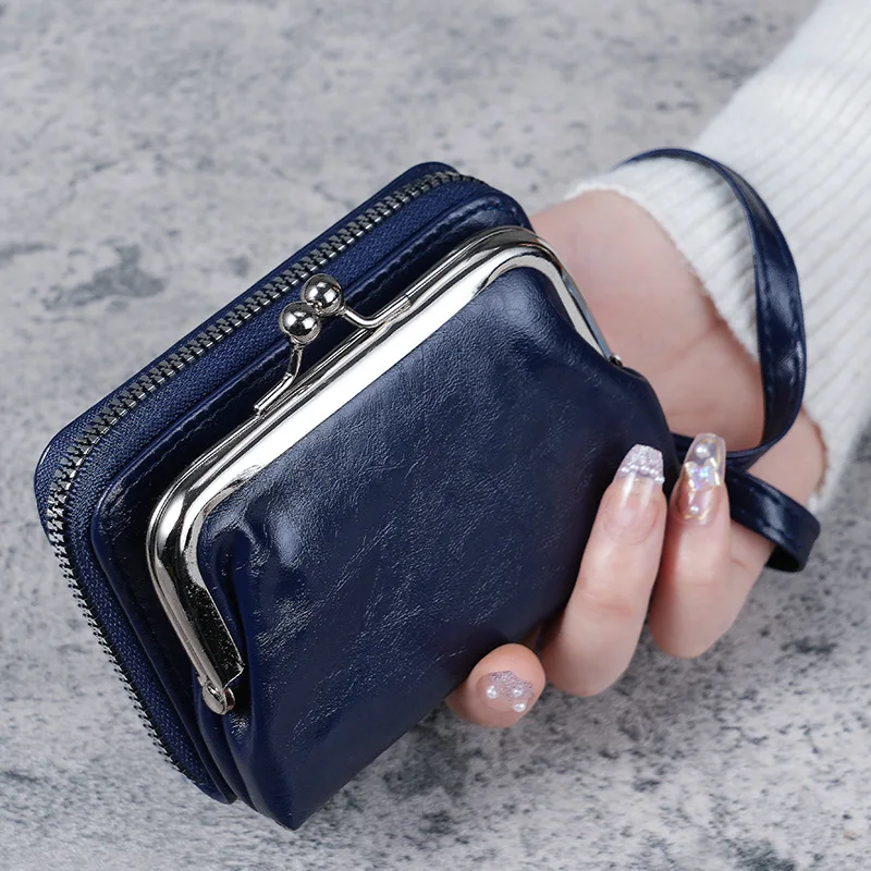 

New wallet women fashion wrist strap short coin purse large capacity coin clip bag multi-card card bag wallet