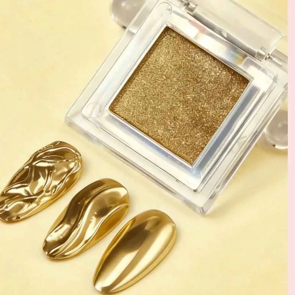 Solid Magic Mirror Gold Chrome Powder Nail Pigment Ripple Mirror Powder Metal Mirror Effect Nail Art Decors Solid Chrome Powder - view 3