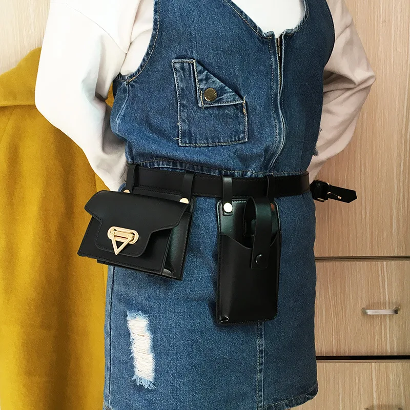 Fashion Waist Bag for Women Punk Style 2-piece Chest Bag Designer Crossbody Bag Cute Waist Belt Luxury Fanny Pack