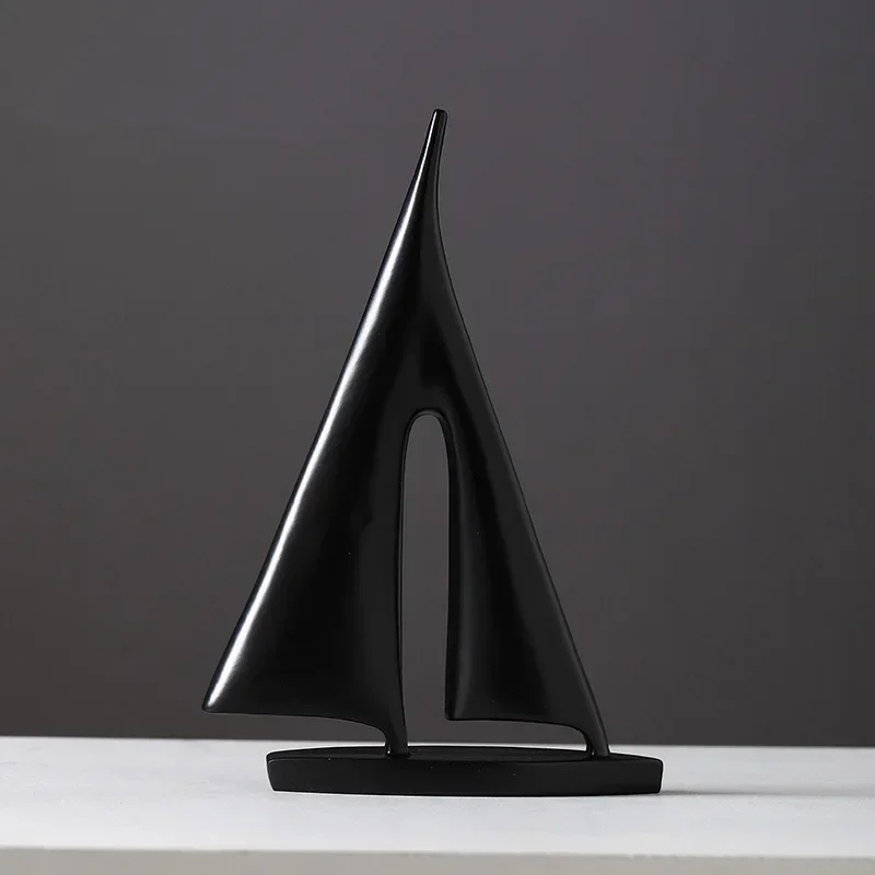 Nordic Modern Simple Black and White Sailboat Model Light Luxury Creative Ornaments Living Room Home Decorations Crafts