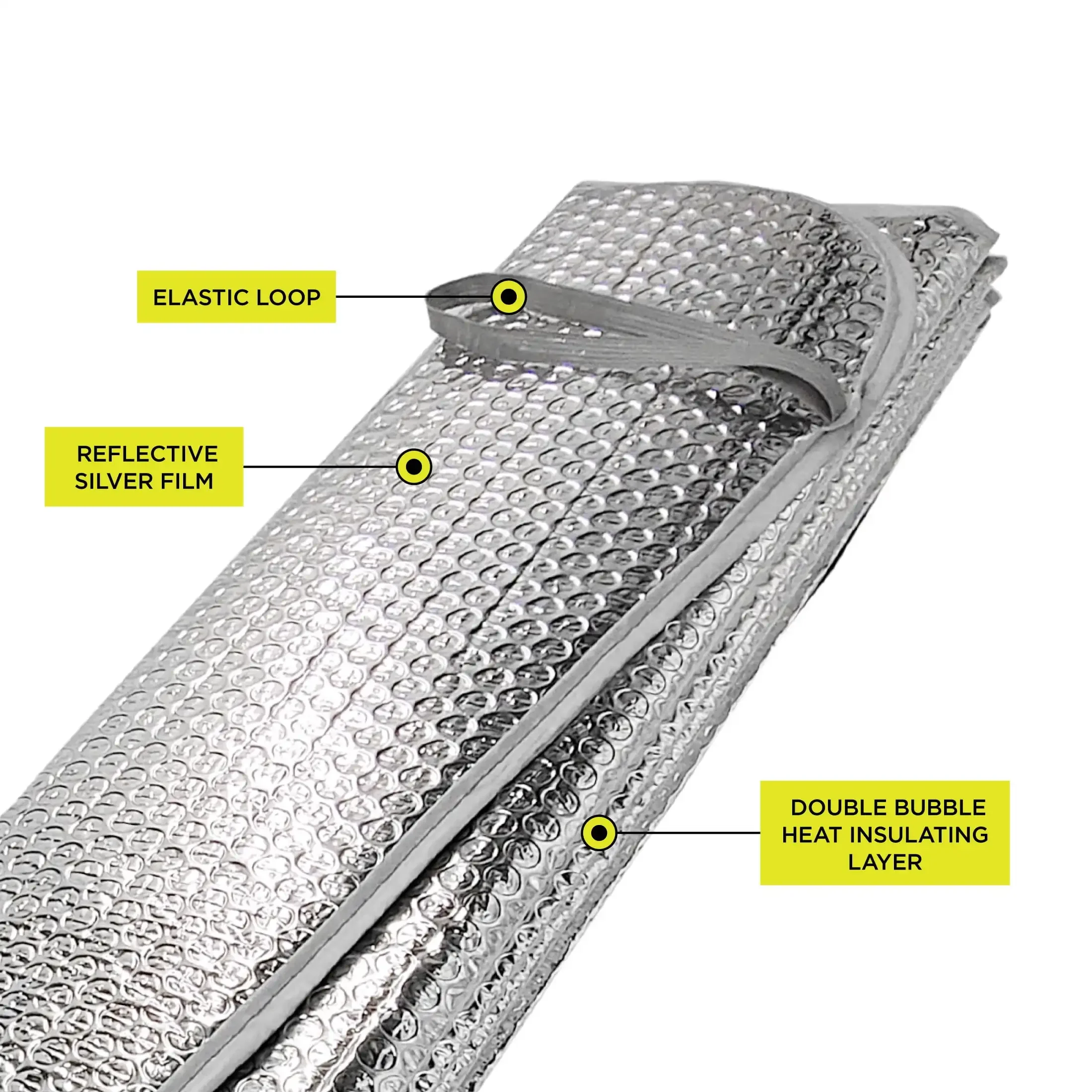 高耐久シルバーアコーディオンサンシェード 1 パック、63 インチ x 28.5 インチ