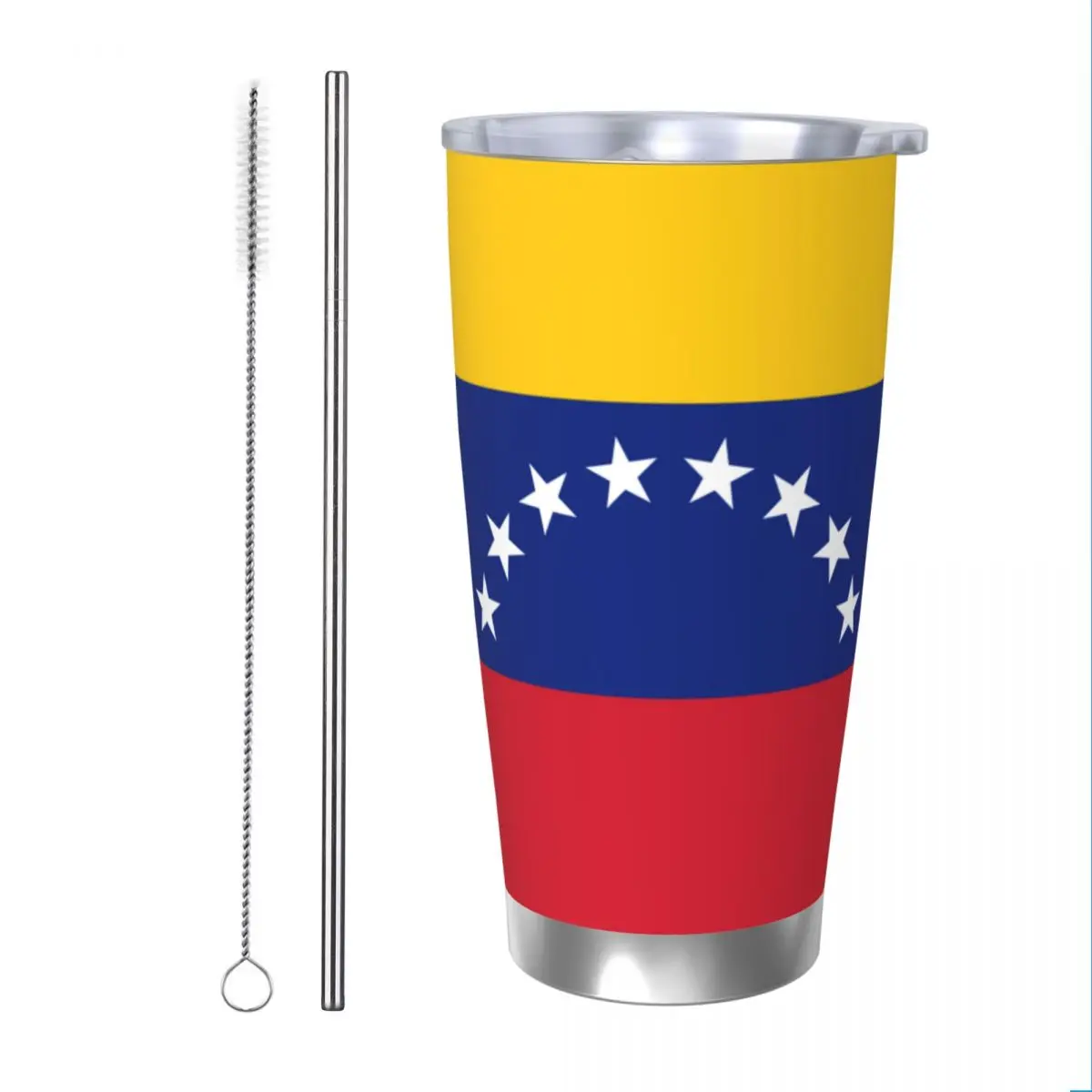 Venezuela 8 Stars VE VEN Insulated Tumbler with Straws Lid national country Vacuum Thermal Mug Portable Thermos Bottle Cup, 20oz