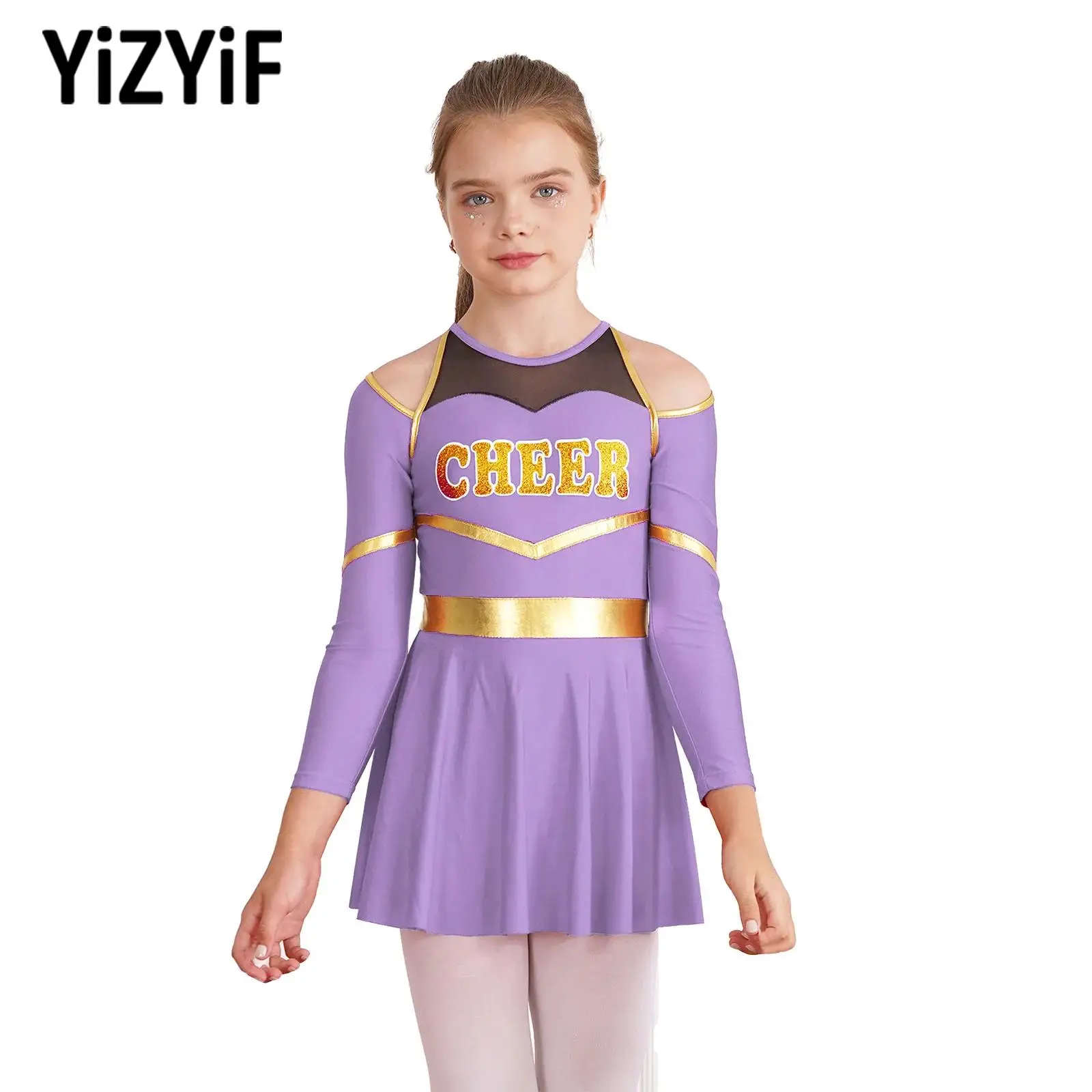 Kids Cheerleader Costumes Children School Girls Cheerleading Uniform Dress Cheering Team Clothes Sets for Dancing Competition