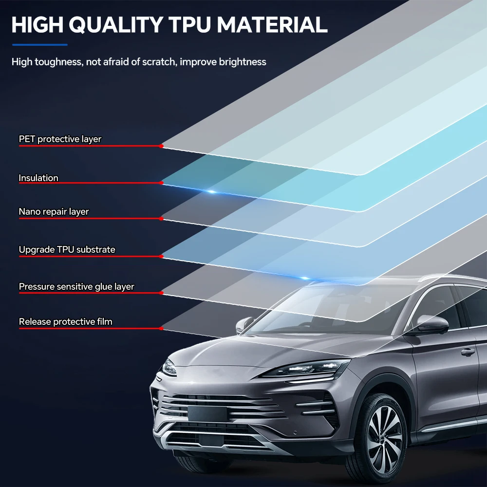 ملحقات السيارة لـ BYD SEALION 6 DMI 2023-2024 8.5 سميكة عالية الجودة ذاتية الشفاء شفافة قبل القطع حماية طلاء السيارات PPF #3