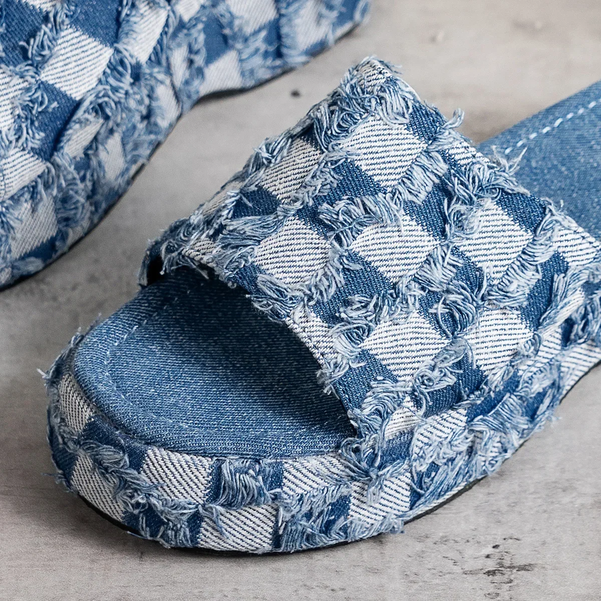 Denim Women Slippers Summer 2025 Platform Open Toe Women Sandals Fashion Desig Jeans Canvas Slippers Beach Sandalias De Mujer