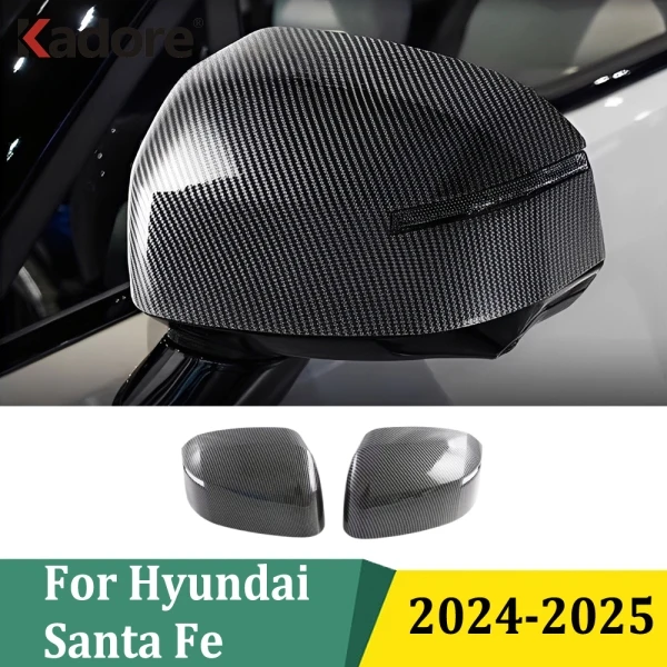 

For Hyundai Santa Fe 2024 2025 ABS Carbon Fiber Side Door Rearview Mirror Cover Trims Sticker Car Styling Accessories