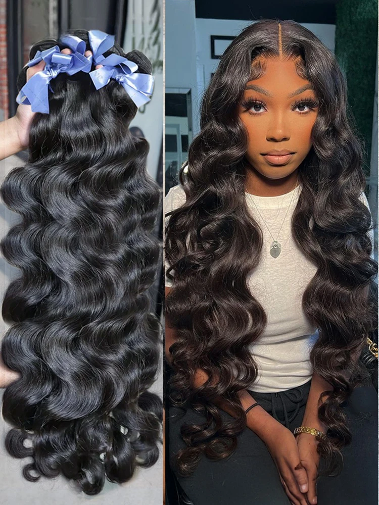 

Натуральные индийские волосы Body Wave, 30-34 дюйма, 1, 3, 4 пучка, необработанные, двойной вытяжки, для наращивания