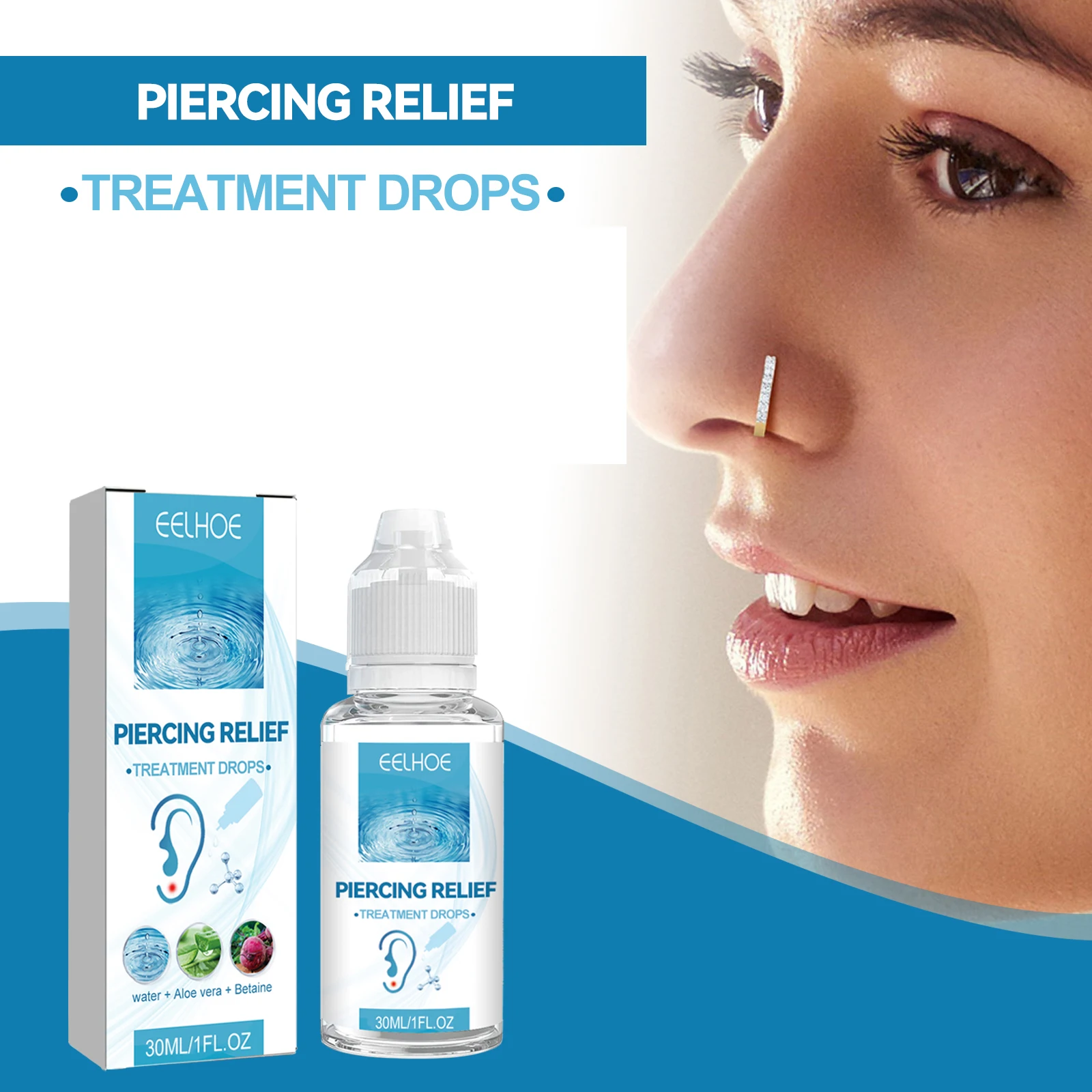 30ml Ear Piercing Care Solution Disinfecting Nose Body Portable Formula Cleanser Allergy Safe Aftercare Reduce Piercer