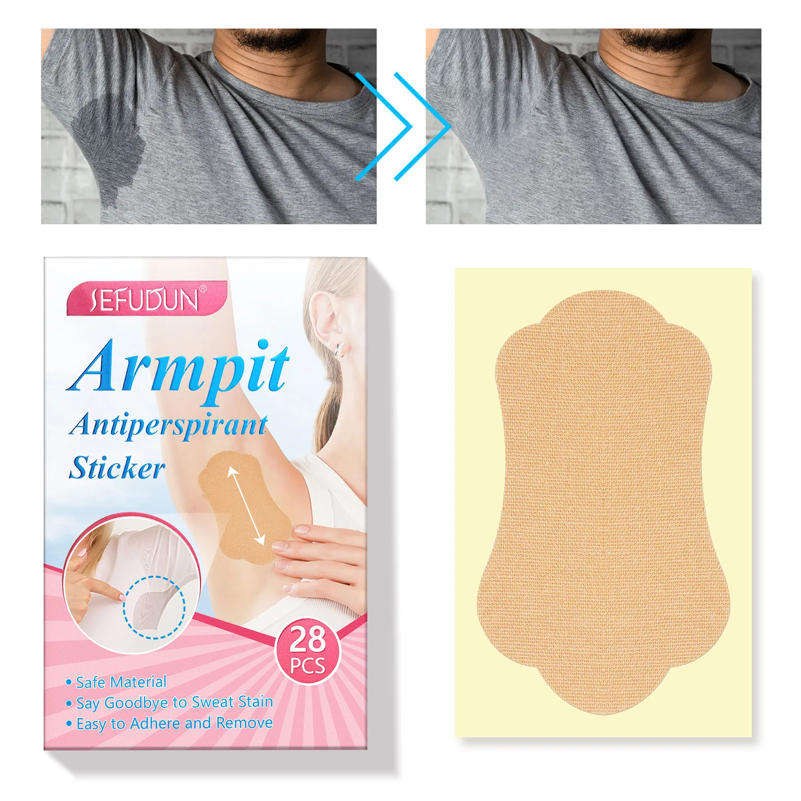 28 Stks/doos Wegwerp Onderarm Sterk Absorberende Zweet Oksel Anti-Transpirant Sticker Anti Zweetkussens Deodorants Voor Vrouwen En Mannen