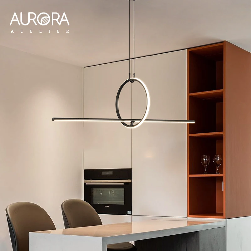 Post Modern Long Pendant Light Geometric Replica Lamp for Living Dining Room Home Decor Indoor Minimalist Hanging Lamp