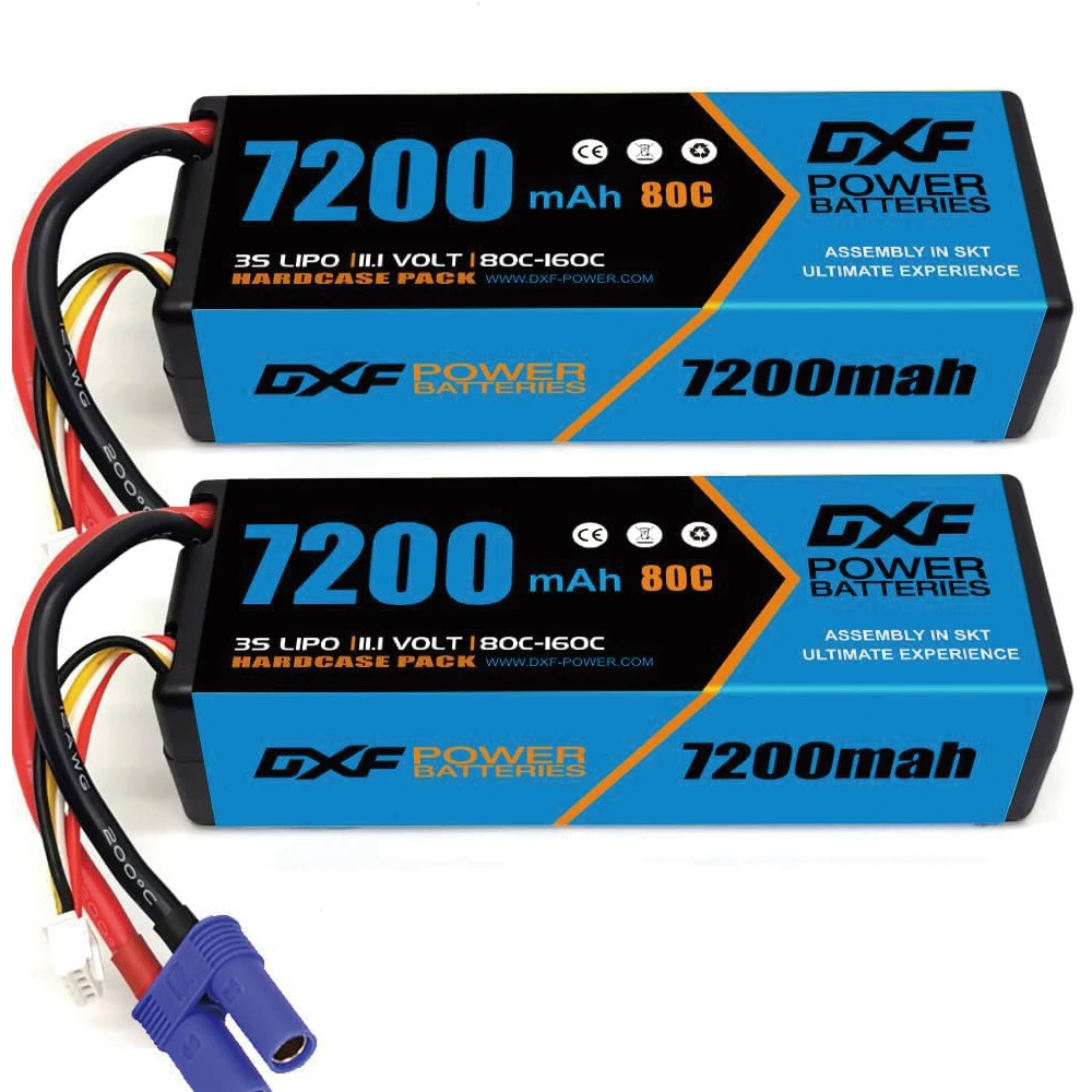 DXF 3S  Lipo Battery 11.1V 7200mAh 80C with EC5 Plug Hardcase for 1/8 Buggy Truggy Offroad Car Boat Truck Airplane UAV RACING